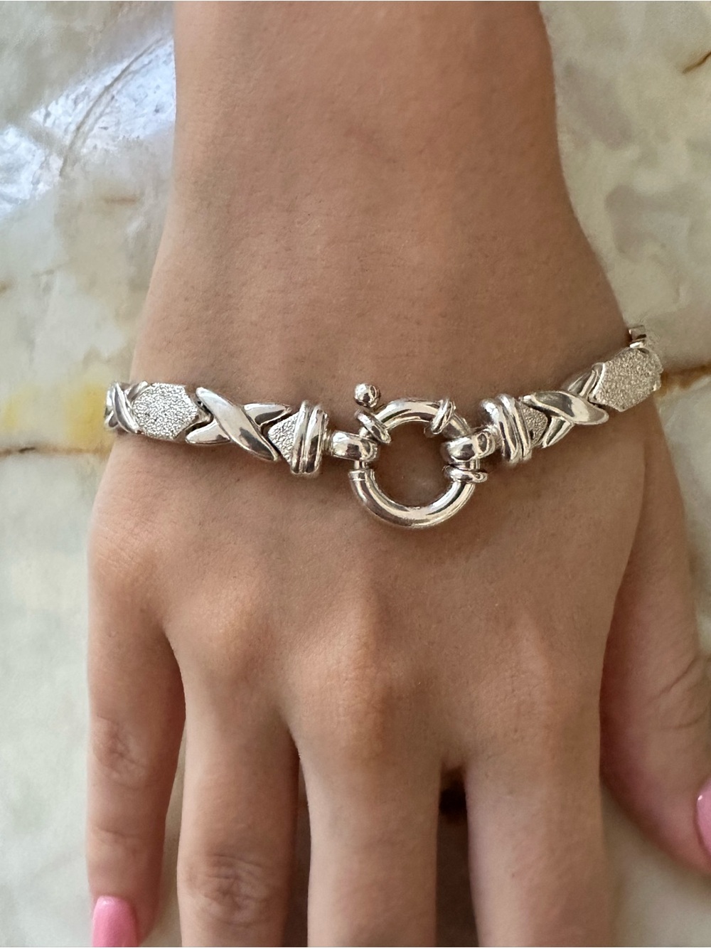 MILOR 925 Sterling Silver Toggle Bracelet - Silver
